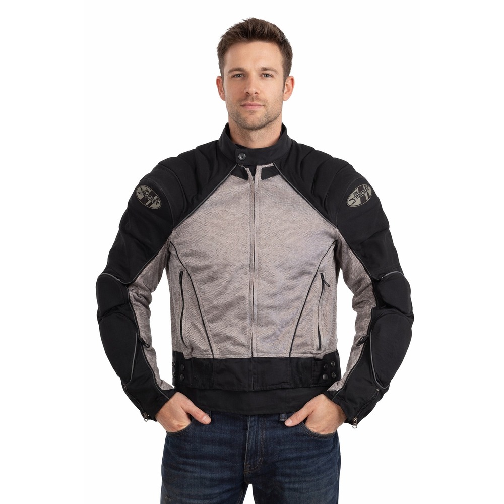 Joe Rocket Vintage Men's Motorcycle Jacket Black Gray‎ Mesh Armor Size Large
